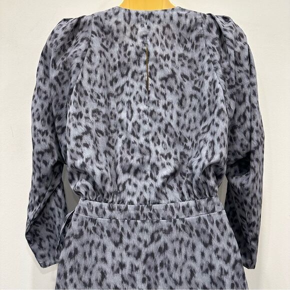 Joie Acantha Leopard Wrap Asymmetrical Hem Long Sleeve Dress size S - Picture 7 of 14
